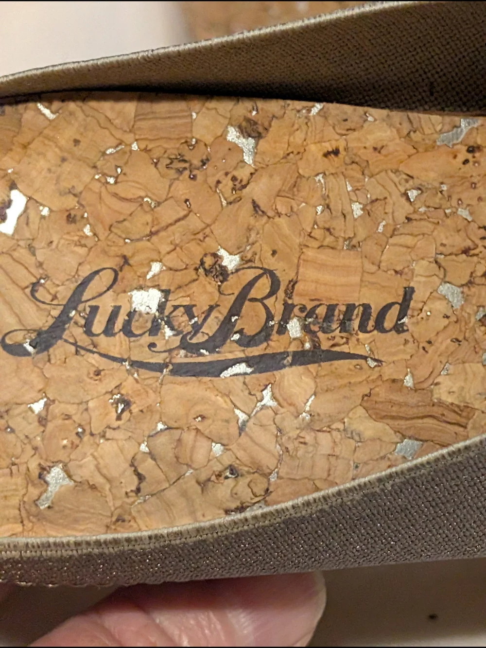 Lucky Brand Brown Crisscross Cork Wedge Sandals